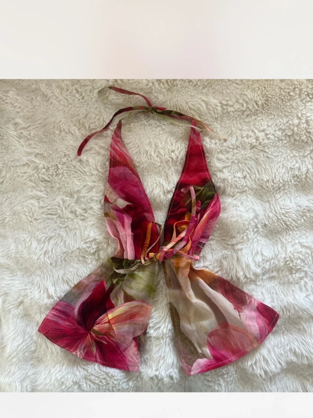 Embellished Halter Crop Top in Pink Multi - Picture 3 of 3